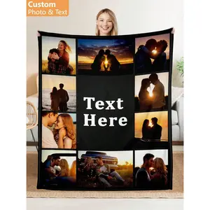 Customizable personalized pictures and text patterns, Multifunctional cozy warm flannel blanket, soft and comfortable, essential for office , sofa relaxation, bedroom decoration, considerate companion for outdoor trips, festival gifts，bed accessories