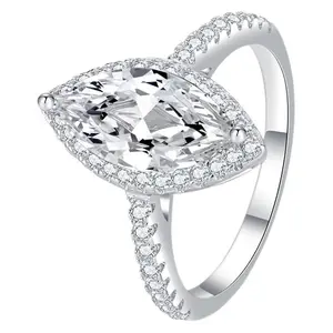 #92 (Marquise Cut）925 Sterling Silver Synthetic Moissanite Ring