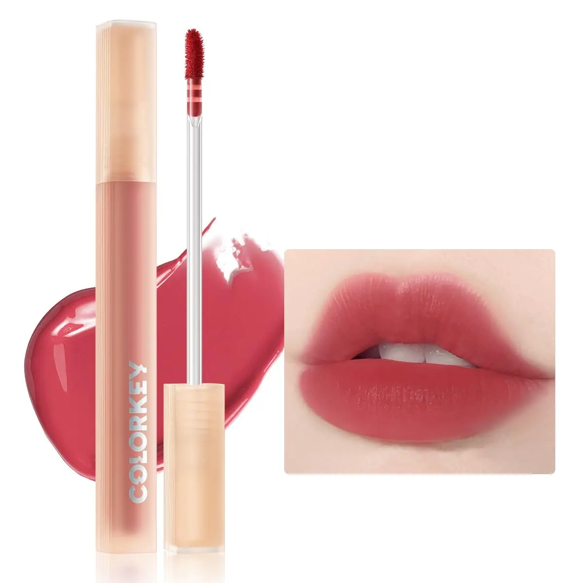 Soft Matte Water Lip Tint, Matte Finishs, Long-Lasting, Moist Fit Without Stickiness, Moisturized, Waterproof, Liquid Lipstick, Nude lip color (O344 Blood Orange)