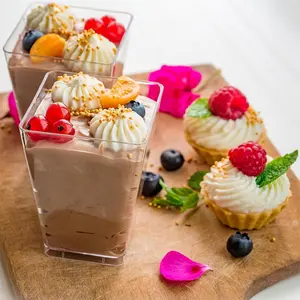 50 Pack 5oz Mini Dessert Cups with Lids & Spoons Clear Parfait Cups for Cheesecake, Mousse, Pudding, Party Favor