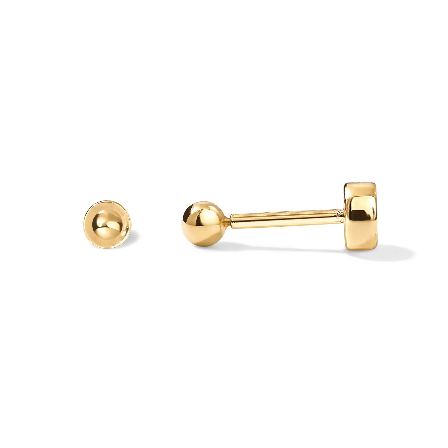 PAVOI 14K Gold Plated Solid 925 Sterling Silver Posts Dainty Ball Stud Flatback Earrings for Women - Cartilage Helix Piercing Jewelry - Small Screwbacks 2.5mm 3mm 3.5mm Stud Earrings for Women