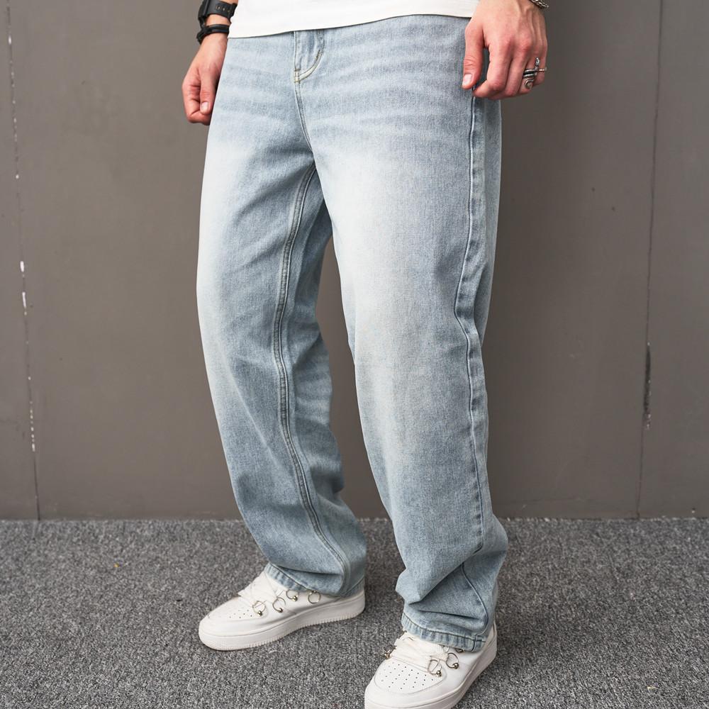 Baggy Jeans Men Multiple Pockets Distressed Straight Carpenter Stylish Comfortable Cargo Denim Pants Menswear Underwear Plain Casual Beige 113 Baggy Pants Skinny Jeans