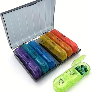 Weekly Pill Organizer 3 Times a Day, Compact Pill Box 7 Day with Roomy Pill Case and Sturdy Design for Managing Your Vitamins, Fish Oils, Supplements and Medications
