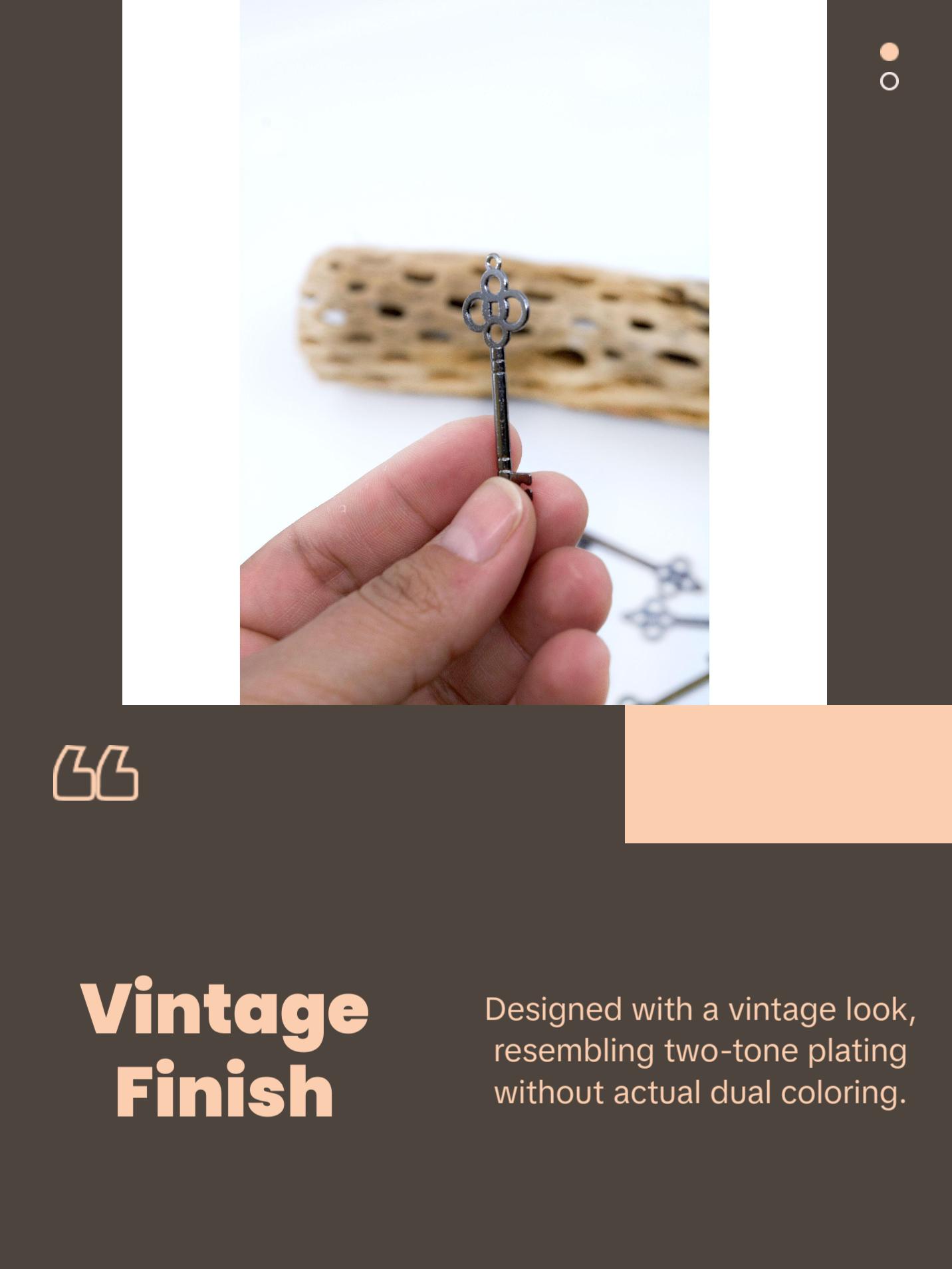 Keys: Antique Brass, Copper, and Gunmetal (black) Key Pendants, 10 pcs