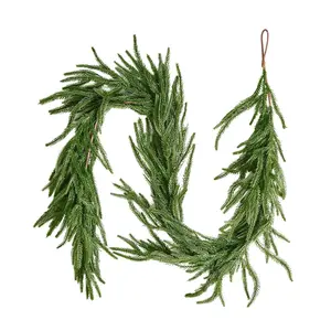 5-FT Realistic Norfolk Pine Christmas Garland, Real Touch Artificial Evergreen Faux Greenery, Indoor/Outdoor Holiday Xmas Decor for Table, Mantel & Fireplace