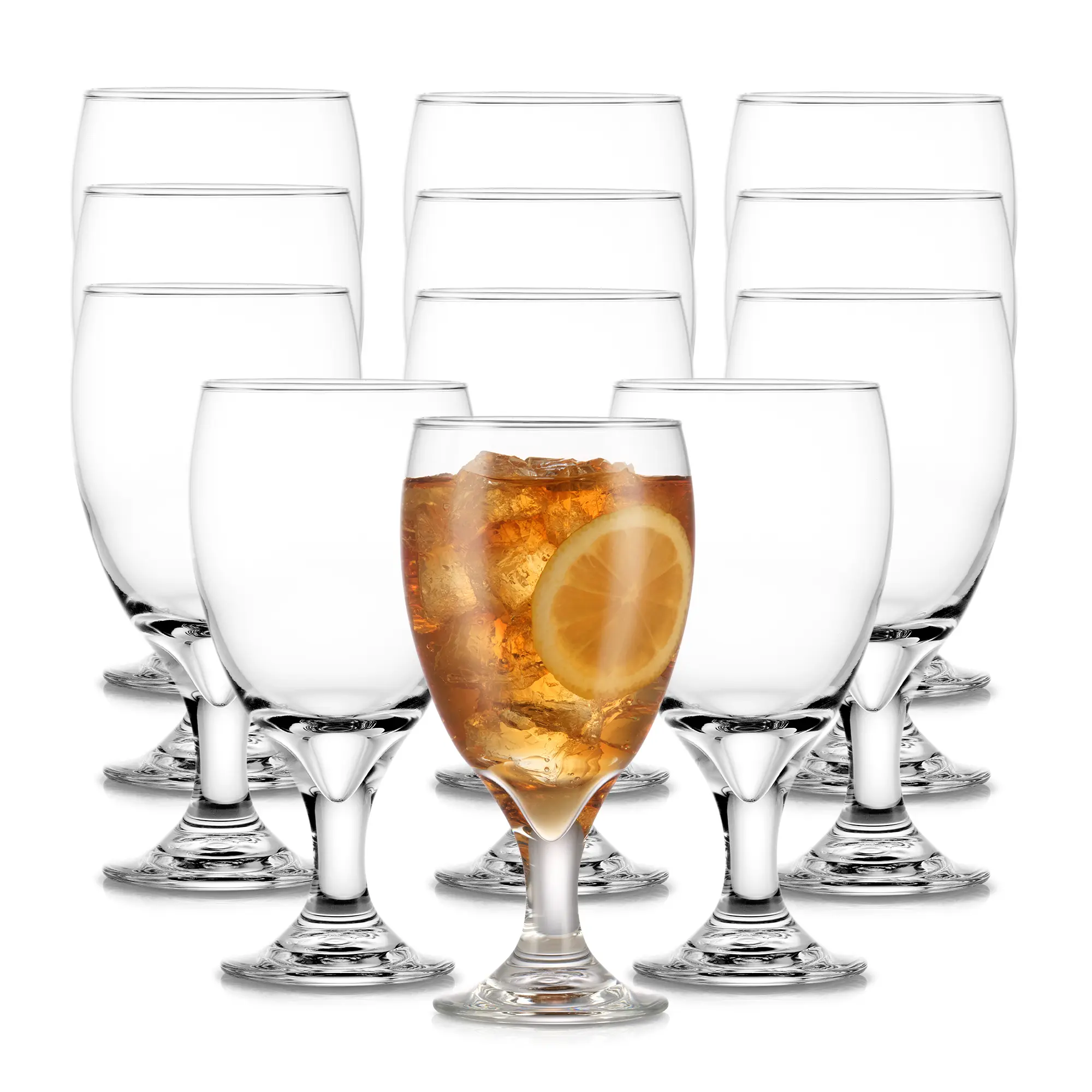 Libbey Classic Glass Goblets Set of 12, Stemmed Water & Tea Glasses