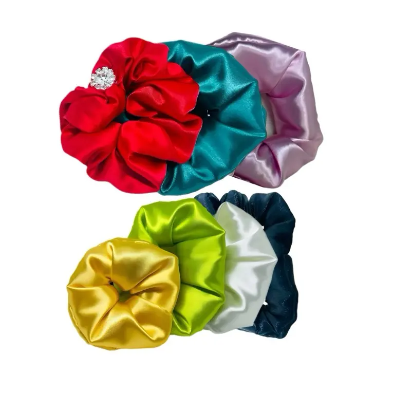 Silk Satin Hair Scrunchies - Singles - Multi Pack - Ponytail Holder, Cute Hair Accessories, Hair Styling Accessories