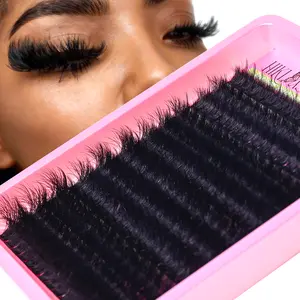 Thick Lash Clusters 300D Extra Volume With Spikes,14-22mm Dramatic Mega D Curve Glam Looking,Full & Bold Cluster Eyelash Extensions,Locked Band No Shedding,Reusable Faux Mink Cluster Lashes-Hiklasy