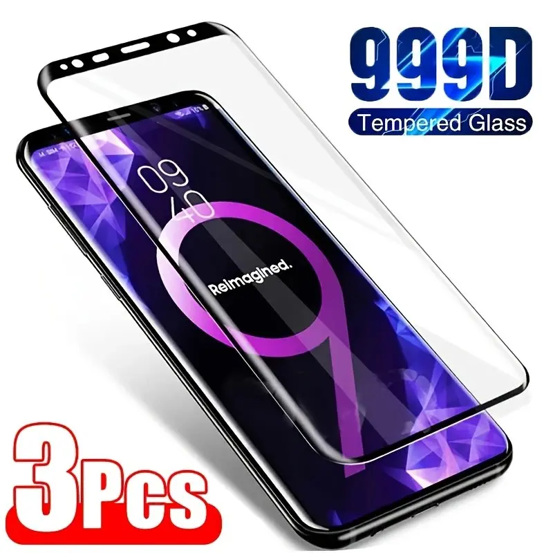 3 Pcs Curved Ultrasonic Fingerprint Tempered Glass Film For Samsung Galaxy S10 5G S8 S9 S8+ S9+ Plus Note 9 8 Smartphone Protective Screen Protector Glass Accessories Protection Mobile Phone Accessories