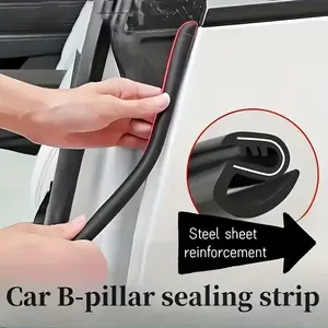 Upgraded Car Door Seal Strip – Sound Insulation & Noise Reduction / Waterproof & Dustproof / Durable & Long-lasting, Universal Fit for Automotive A/B/C Pillars (2-Pack, B-Pillar Adhesive Edge-wrapped Style)