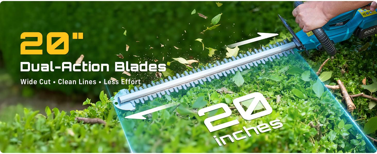 SEESII Cordless Hedge Trimmer & Leaf Blower Kit,With 20" Dual-Action Blade And 2 Speed Modes, 2 Pcs 4.0Ah Batteries, Yard Cleanup Fast & Powerful, Long Battery Life, Safe & Lightweight for Full Garden Upkeep HC100