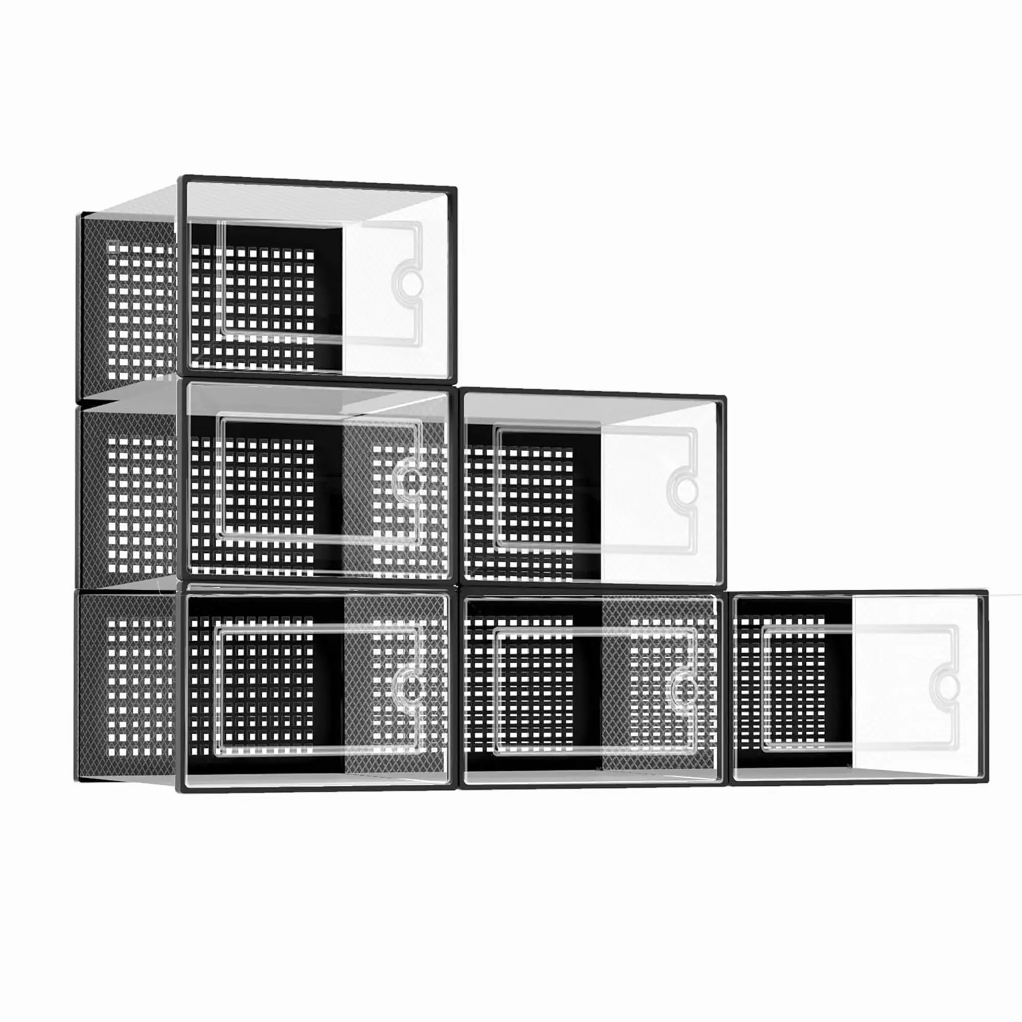 6 Pack Larger Clear Plastic Shoe Storage Boxes Stackable Sneaker Organizers Fit Size 11 Space Saving Shoe Rack Bins for Closet Entryway Garage