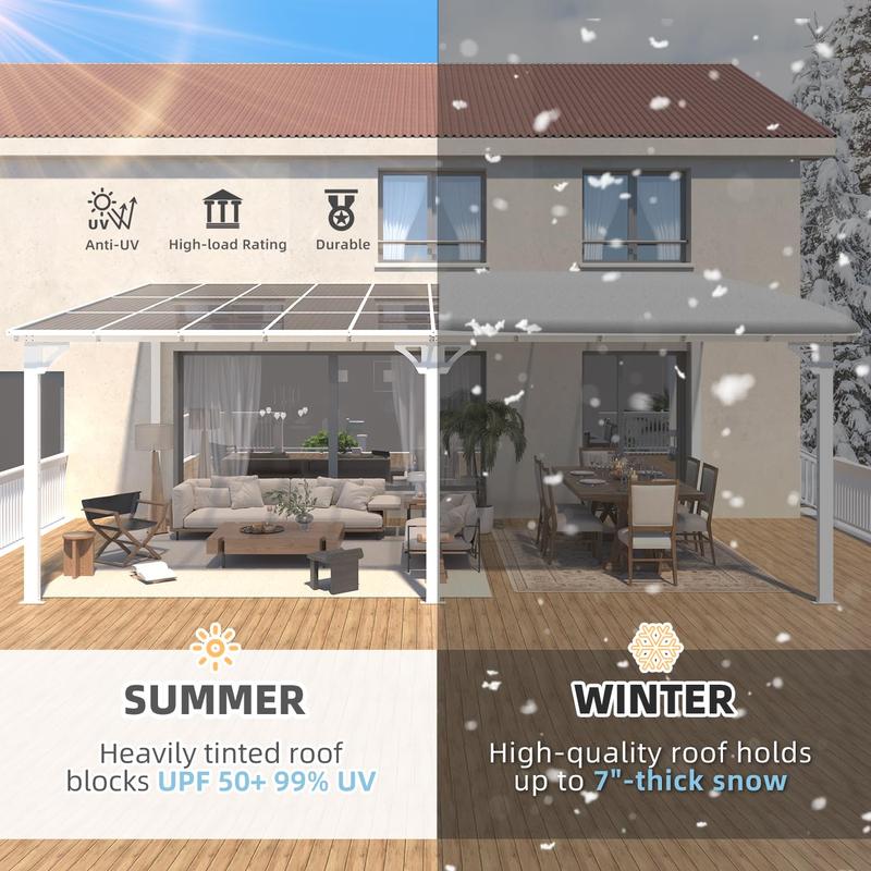 AECOJOY Pergola Gazebo,Wall Mounted Pergolas and Gazebos on Clearance, Outdoor Patio Lean to Gazebo Metal Awnings for Deck, Porch, Backyard and More