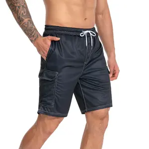JUNBAOSS STORE Men's Quick Dry Swim Trunks – Dark Blue Board Shorts with Cargo Pockets, Waterproof Beach Shorts for Swimming & Surfing  Pants Beachwear