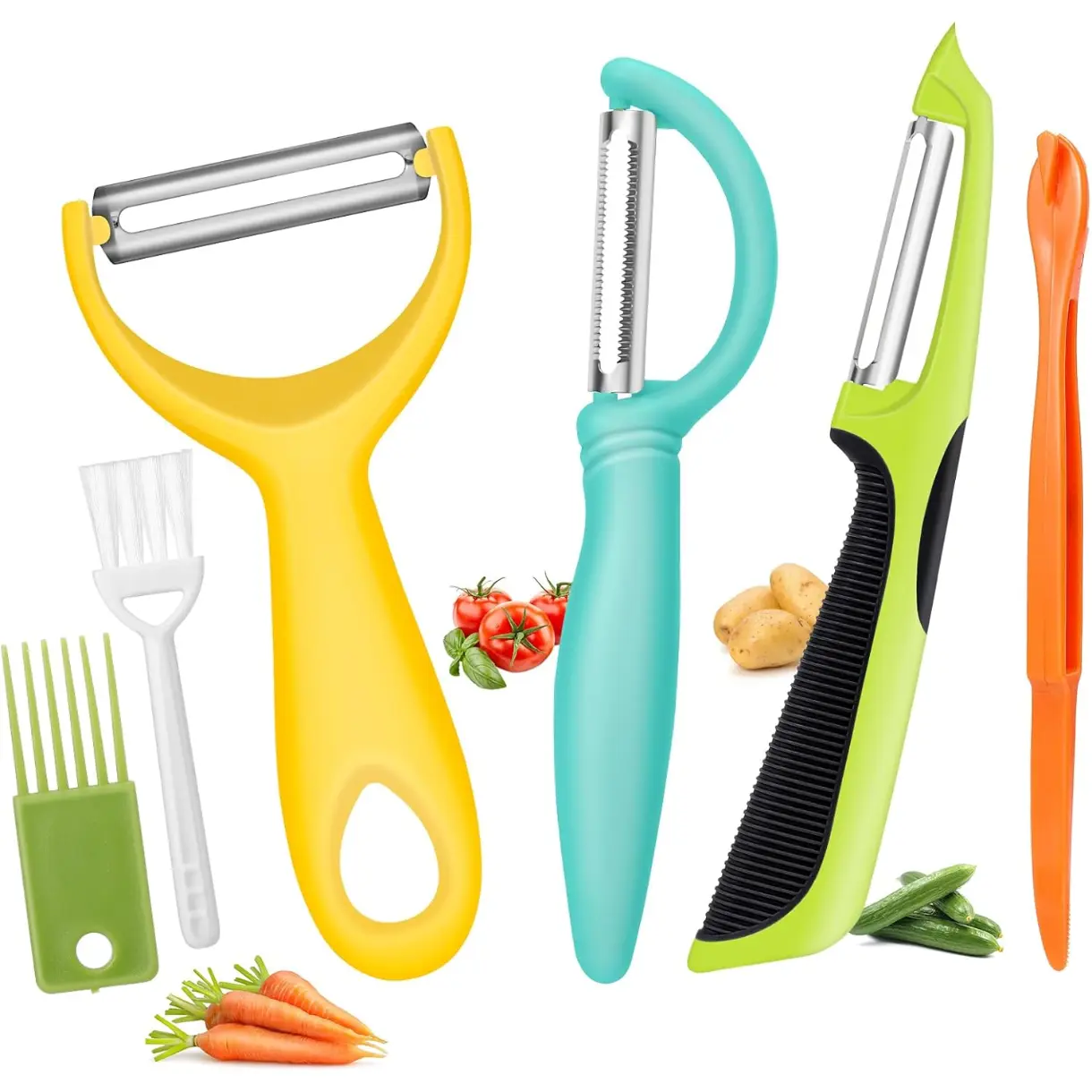 Upgrade Potato Peeler for Kitchen, 6PCS Stainless Steel Vegetable Peeler, I and Y Veggie Food Peeler for Apple Fruit Carrot Zucchini Cucumber,Good Grip Makes Peeling Very Easy