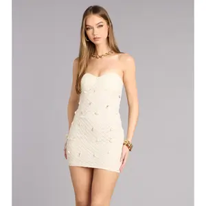 Seaside Glamour Crochet Strapless Mini Dress