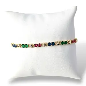 Brazalete Multicolor Gemstone Bracelet in Gold Tone for Women's Fashion Accessories