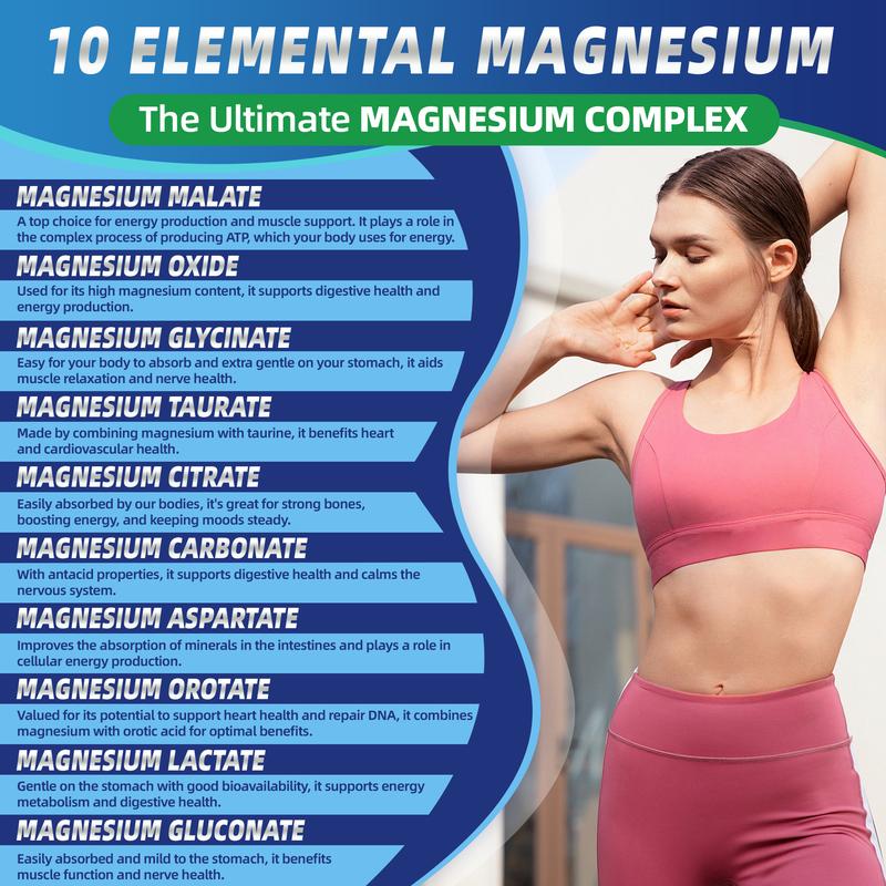 Magnesium Complex 10 Essential Magnesium Supplement 1200mg 120 Capsules