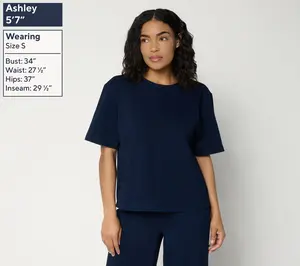 RM Studio x Rebecca Minkoff Knit Denim Short Sleeve Top