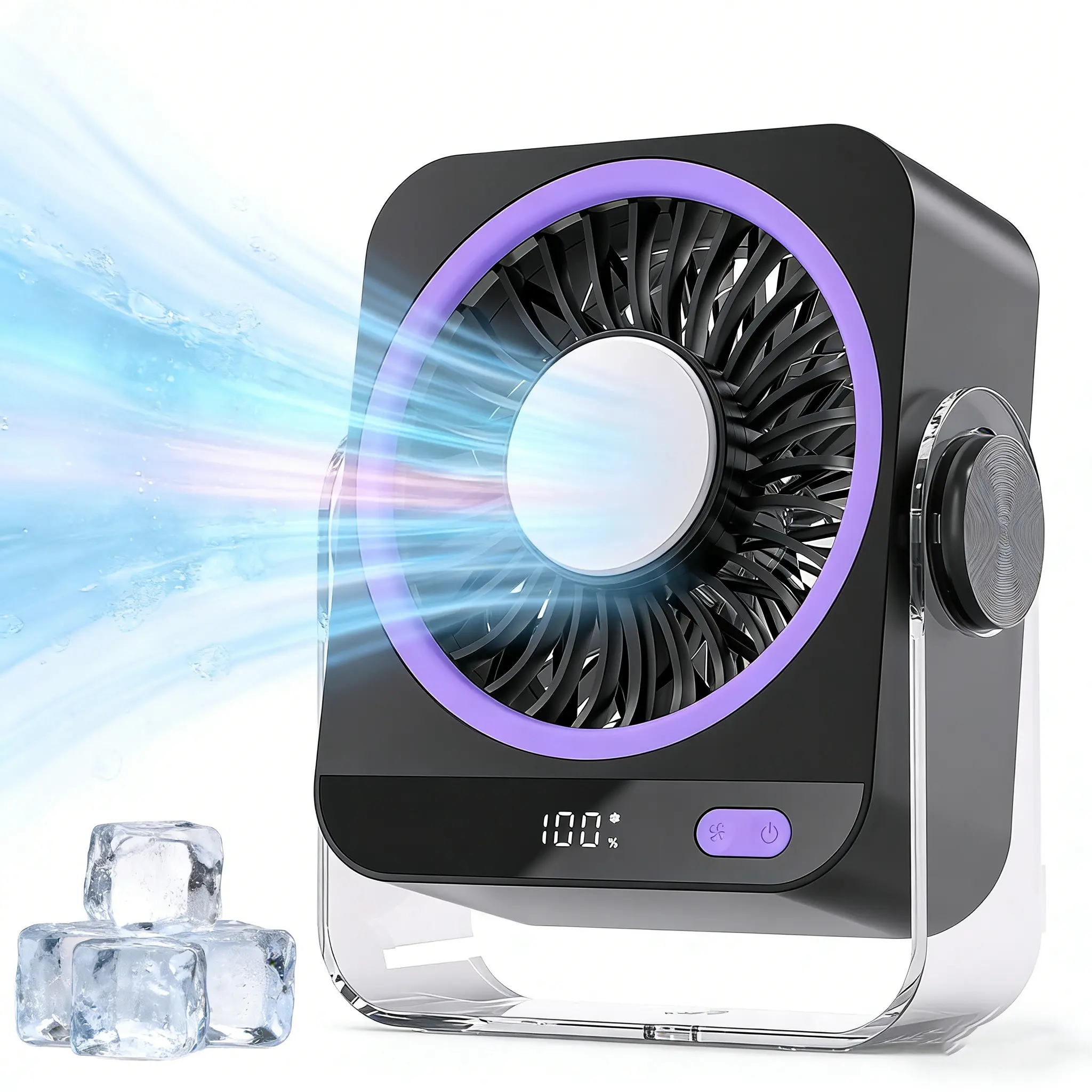 3-in-1 USB Rechargeable Portable Mini Air Cooler - Home Supplies AC Cooling Fan, 199-Speed Ultra Control, Adjustable Cable, Energy-Saving, 300% Powerful Airflow, Tools and Gadgets, College Dorm Shopping, Bedroom/Office Desk Use, Portable Fan