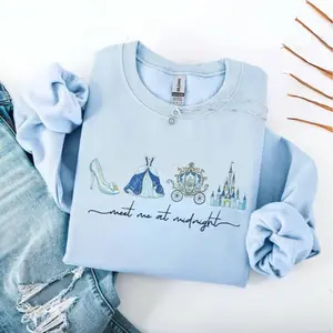 Meet Me at Midnight Sweatshirt, Fairytale Carriage Inspired Sweater, Magical Princess Party Graphic Shirts, Cute Girls Trip 2026 Gift