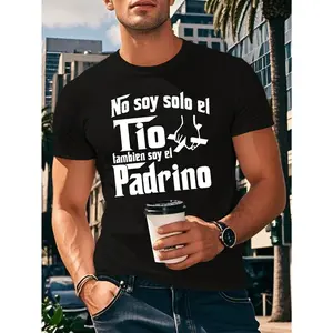 Men'S White "No Soy Solo El Tio,  Tambien Soy El Papá" Graphic T-Shirt - Casual Summer Tee with Coffee Cup Design,  Regular Fit,  Light Stretch Fabric,  Everyday Tshirt | Playful Text Design | Comfortable Fit,  PLUS SIZE