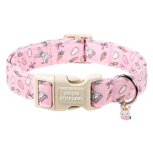 Unique style paws Easter Dog Collar, Plastic Buckle Dog Accessory with Rabbit Pendant - Adjustable Collar for Puppy Small Medium Large Boy Girl Dogs