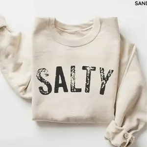 Salty Sweatshirt, Retro Summer Beach Crewneck Shirt, Women Favorite Top, Apparel, Today Shirts, Women's Outfits, Top Favourite Tee
