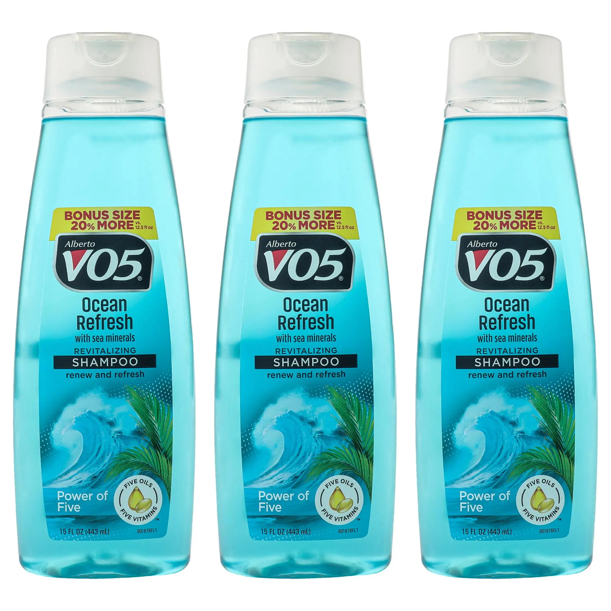 Alberto VO5 Revitalizing Ocean Refresh Scent Shampoo, Unisex Haircare Product - 15 oz, Pack of 3 (For Unisex Use)