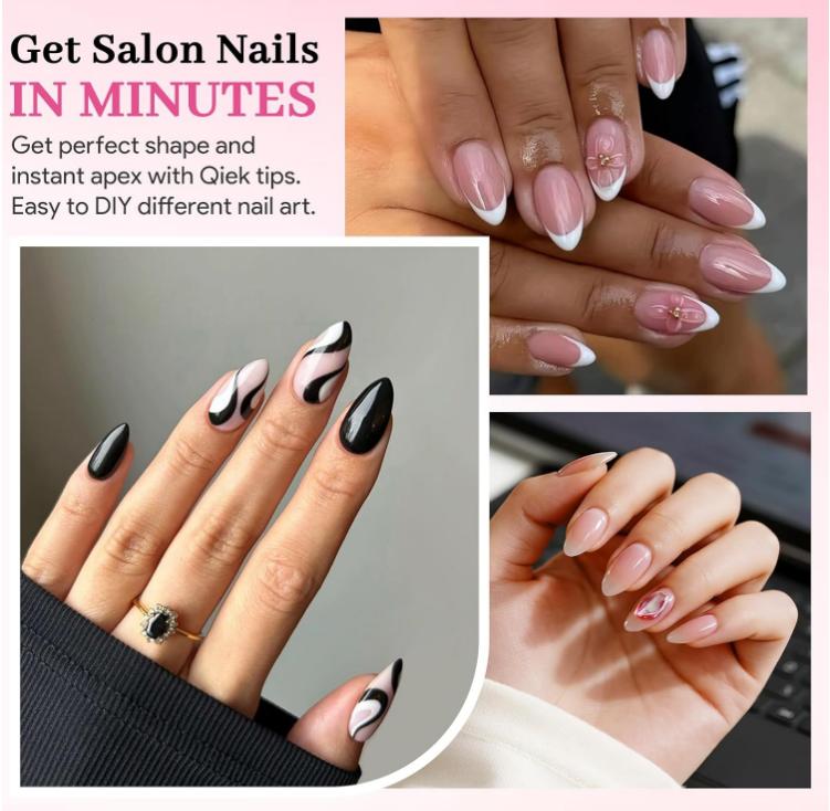 Short Almond Nail Tips - 15 Sizes 240 PCS Half Matte Full Cover Clear Fake Nails Pre-shaped Press On False Nail Tips Acrylic Soft Nail Gel Tips No C Curve Extension Manicure Home DIY Gelly Tips