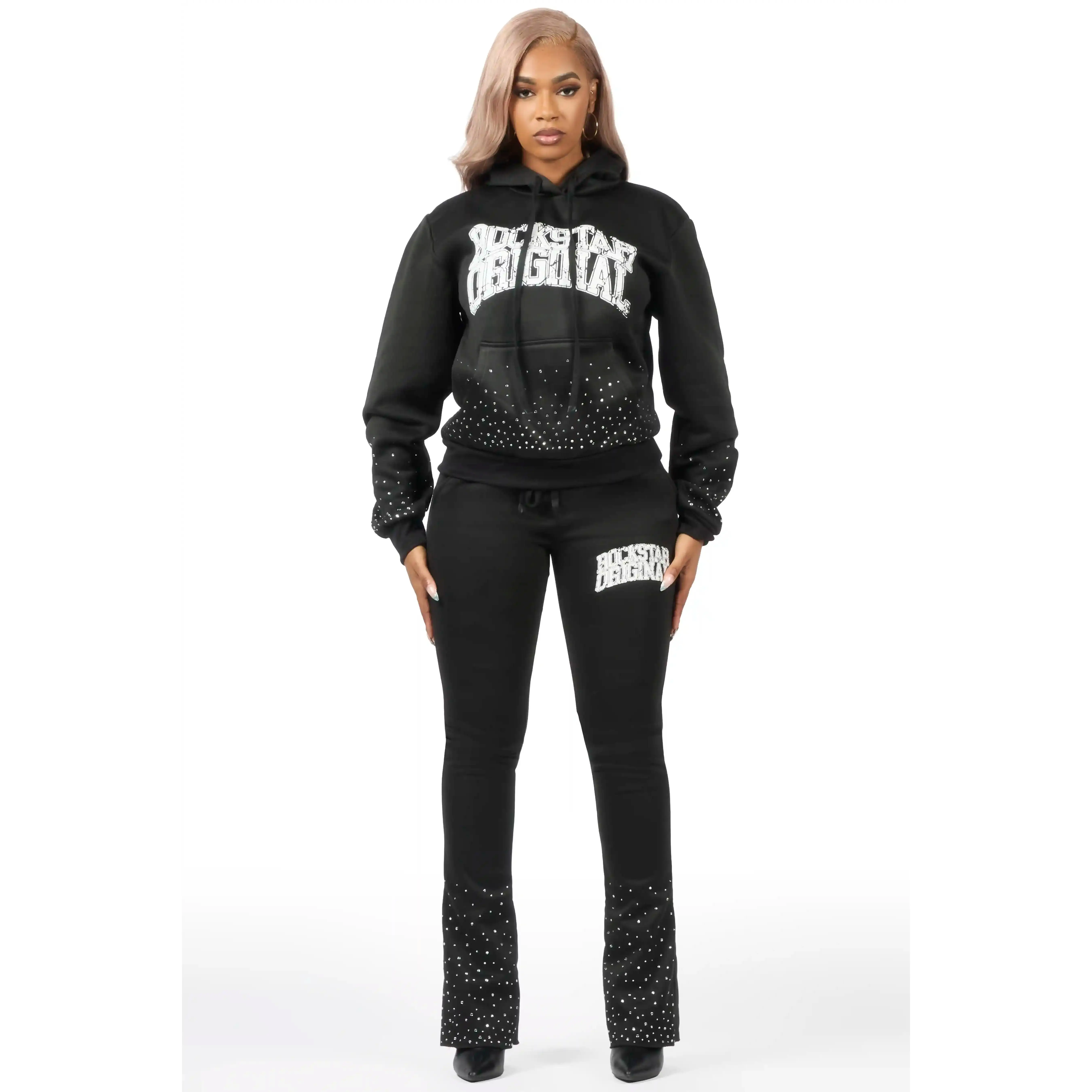 Dontrella 2.0 Black Rhinestone Stacked Track Set
