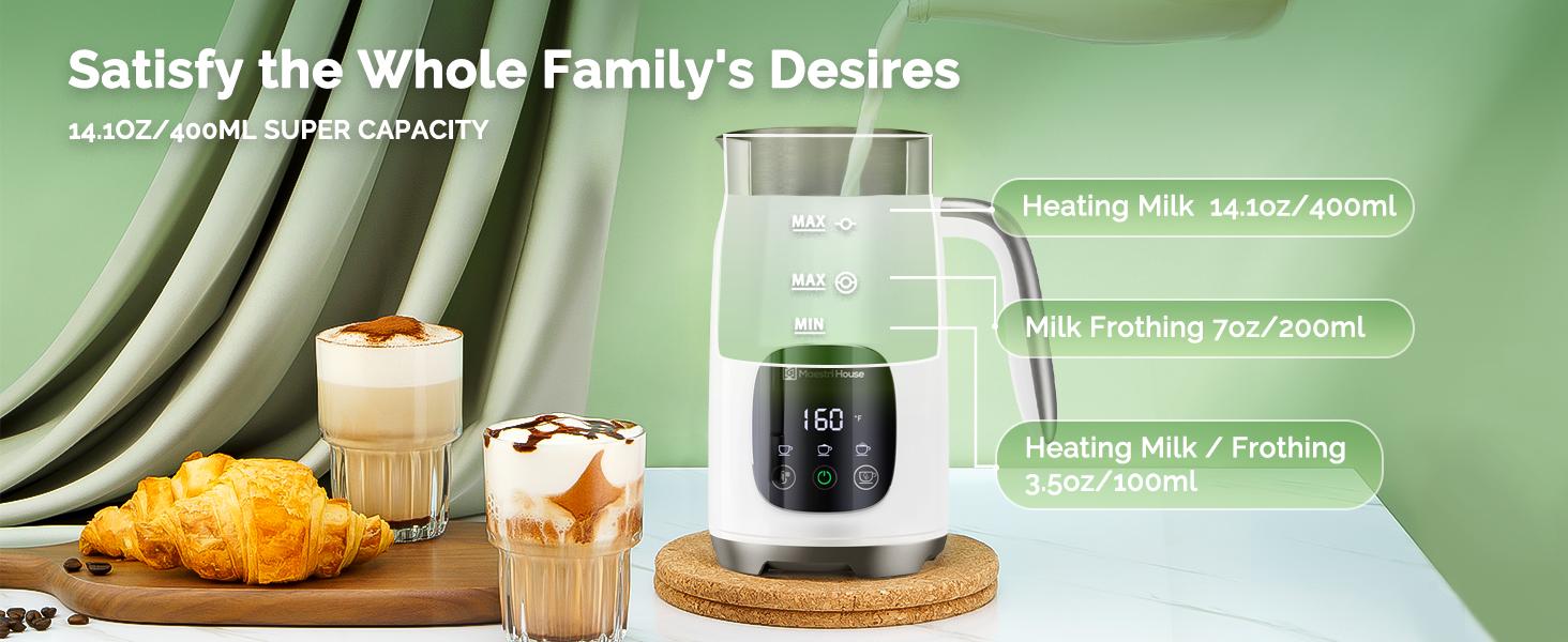 Maestri House Electric Milk Frother 14.1 OZ/400ML Variable Temp & Froth Thickness Touch Screen Foam Maker for Coffee Latte,Milk,Hot Chocolate Jugs Tea