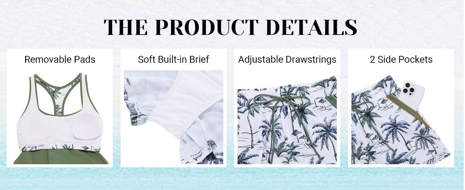 Daci Tankini Swimsuits for Women - 2026 Tummy Control Two Piece Bathing Suit with Sporty Pockets Shorts Blouson Swimwear