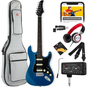 Best Choice Products Beginner Electric Guitar Kit w/ Headphone Amp, Padded Gig-Bag, Headphones Best Choice Products Beginner Electric Guitar Kit w/ Headphone Amp, Padded Gig-Bag, Headphones