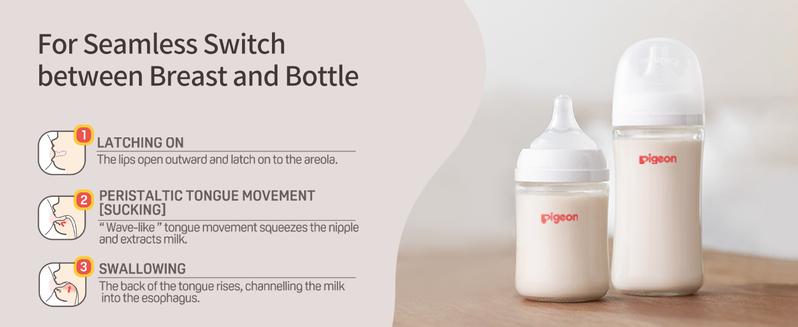 Christmas gift (Pack of 2)Pigeon Glass Nursing Baby Bottle Wide Neck, Anti-Colic, Streamlined Body, Natural Feel, Easy to Clean, Heat-Resistant, 5.4 Oz, Includes 2pcs SS Nipples (0m+)  baby registry essential