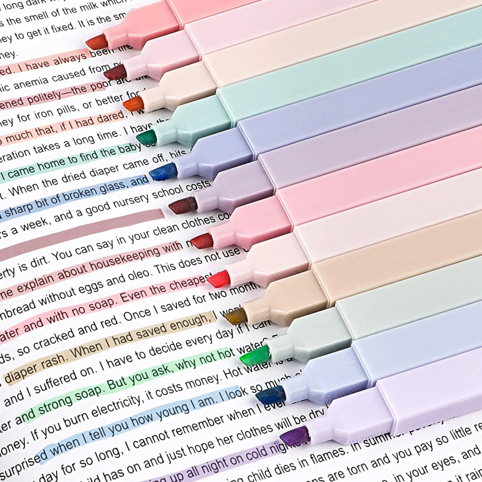 Pastel Highlighter Pen, Art Marker, Aesthetic Pastel Markers, 12pcs/set Soft Chisel Tip Highlighter Pen, Highlighter Marker Pen for Journals, Notebooks & School Supplies, Journaling Highlighters, Aesthetic Pens, Stationery Supplies