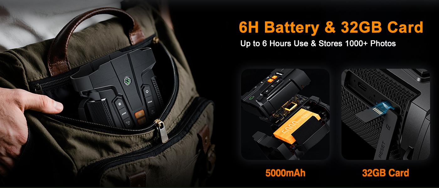 MINENER 4.5" Night Vision Goggles 4K Binoculars with 32GB SD Card 10X Digital Zoom 5000mAh Battery 7 Levels Infrared for Wildlife Observation Hunting Camping NiteHawk Men Gifts