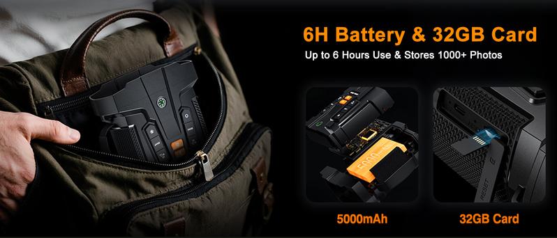 NiteHawk 4.5" Night Vision Goggles 4K Binoculars with 32GB SD Card 10X Digital Zoom 5000mAh Battery 7 Levels Infrared for Wildlife Observation Hunting Camping Men Gifts