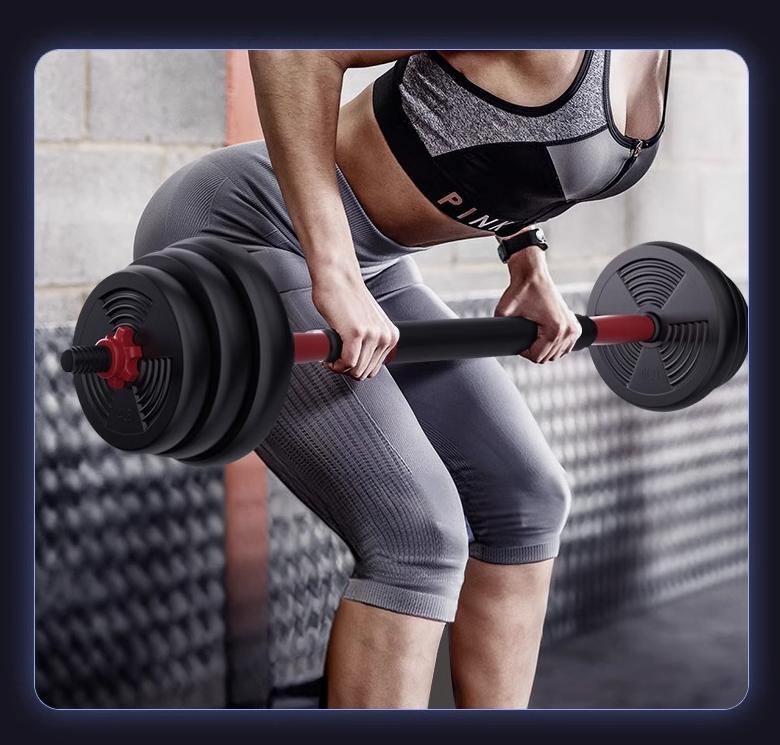 44lbs Adjustable 2-in-1 Dumbbell Convertible Barbell & Dumbbell Quick-Change Weight System Ideal for Fitness Home Gym