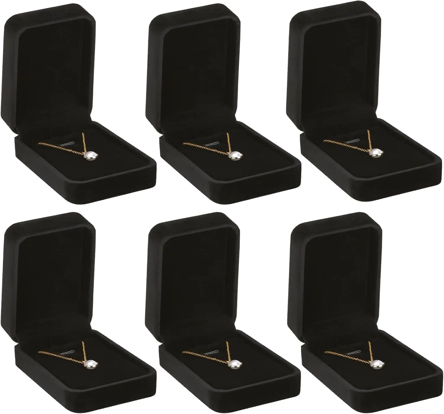 6 Pieces Velvet Jewelry Gift Boxes for Necklace Pendant Bracelet Ring Earring, Jewelry Storage Display Case for Christmas Wedding Engagement