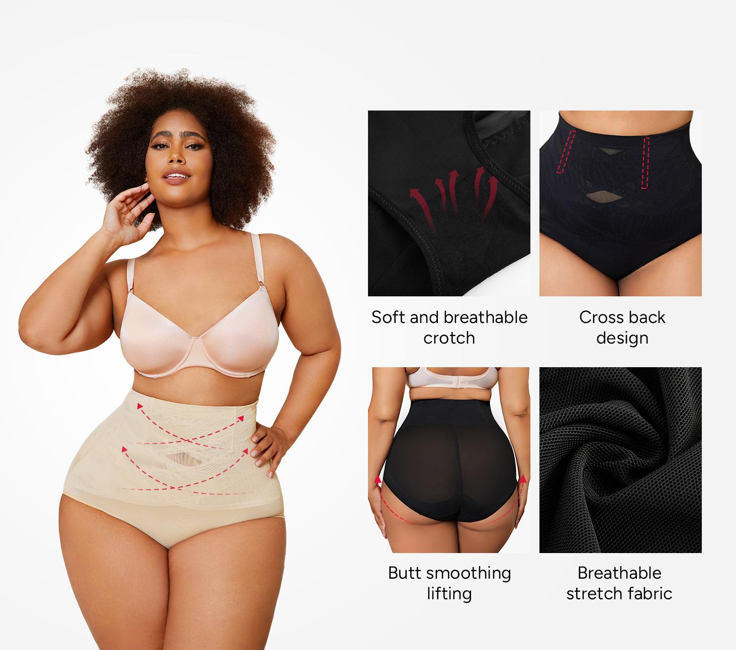 Nebility Women's 2-Piece Shapewear Set,Breathable Mesh Top & High Waist Shorts, Minimalist Comfort, Basic Black, Set of 2,Tummy Control Bbl Womenswear body shapewear Compression Black、Beige