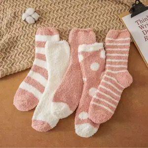 5-pcs Fuzzy Socks for Women, Winter Warm & Cozy Fluffy Socks Womens Ultra Soft Sleeping Slipper Sock for Women Gifts