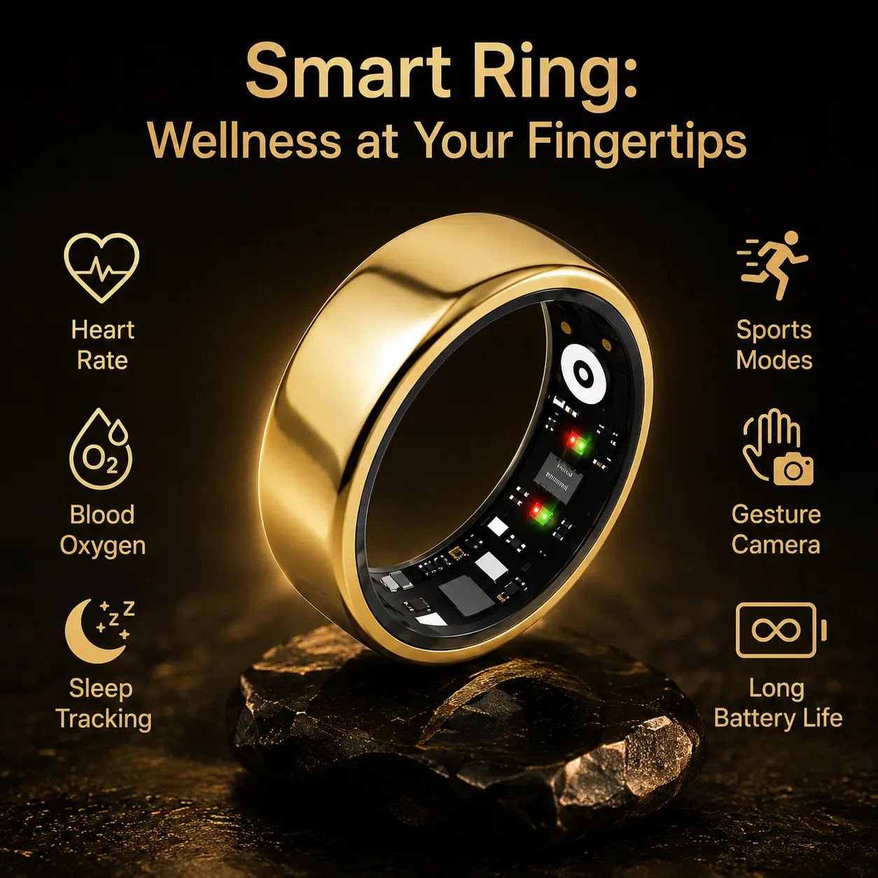 Quriov Stainless Steel Smart Ring - Waterproof Digital Wearable Device, High-Tech Fitness Tracker with Heart Rate Tracking, Sleep Monitor, Touch Screen, Wireless Connection, Charging Box, Compact Slim Durable Lightweight Profile Unisex Adults Gift, Wearab