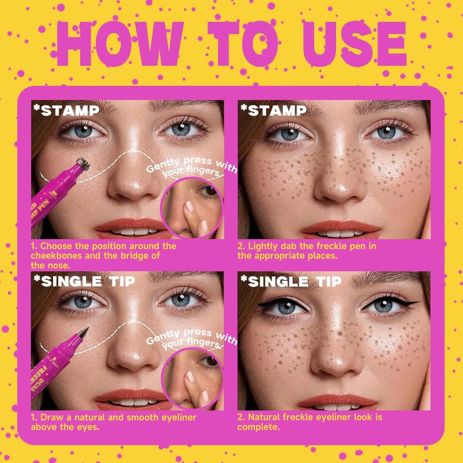 Waterproof Freckles Pen: Faux Freckle Stamp and Fine Tip Eyeliner for Realistic, Long-Lasting Freckles and Effortless Makeup, Perfect for Daily Wear and Cosplay