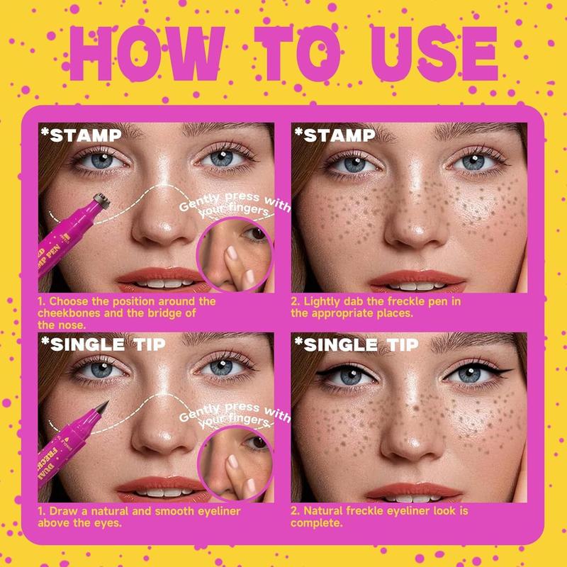 Waterproof Freckles Pen: Faux Freckle Stamp and Fine Tip Eyeliner for Realistic, Long-Lasting Freckles and Effortless Makeup, Perfect for Daily Wear and Cosplay
