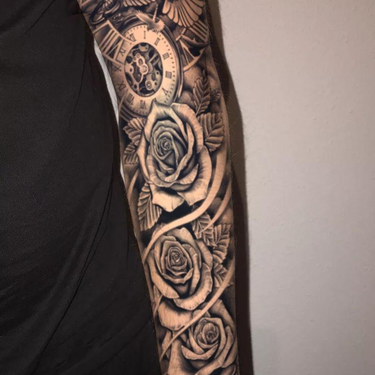 INKARTLINK Tattoo Tech, 2 Sheets Semi-Permanent Temporary Tattoos ,Sleeve Design 7,Adult Art Design,Lasts 1-2 Weeks, Waterproof, Realistic Look, No Adhesive, No Reflection,For Man And Woman,Ideal for Swimming, Party