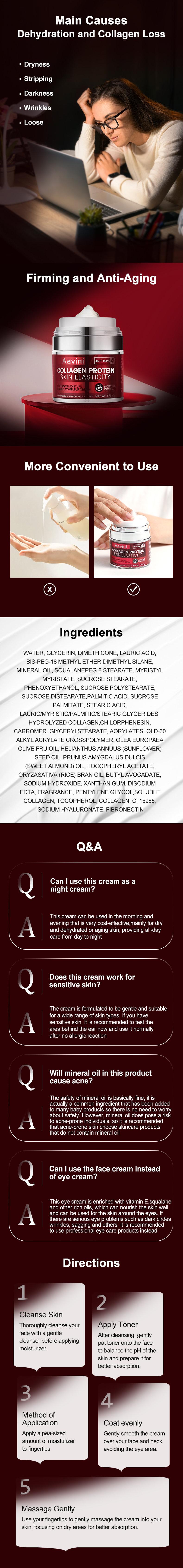 Aavini Collagen,Retinol & Hyaluronic Acid Cream,Instant Face Lift Cream,Anti-Aging,Anti-Wrinkle,Wrinkle-Fighting Face Moisturizer for Face,Daily Moisturizer Face Cream 1.76 fl.oz.1