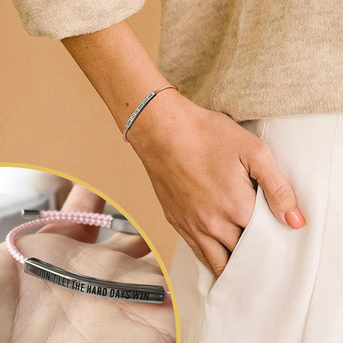 Don't Let The Hard Days Win Bracelet for Women Men Handmade Adjustable Cord Bracelet, Motivational Gift BraceletDaughter/Sister/Friend/Teen Jewelry Gift