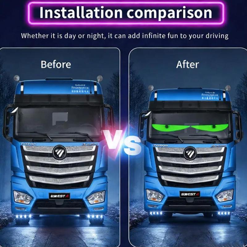 Devil Eyes LED Light Strips for Cars Trucks SUVs 23.42*4.72inch Customizable Windshield Decoration with App Control USB Powered Driving Excitement Full Color LED Bead Tech