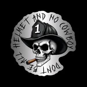 All helmet no cowboy Sticker - Includes one 2.5" sticker and One 3" Sticker
